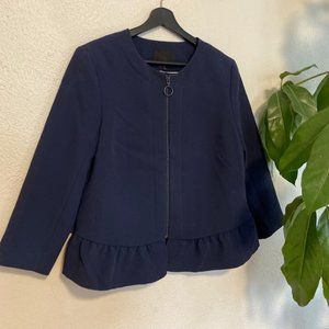 Navy Banana Republic Ruffle Jacket